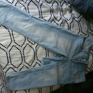 light blue high-waisted jeans